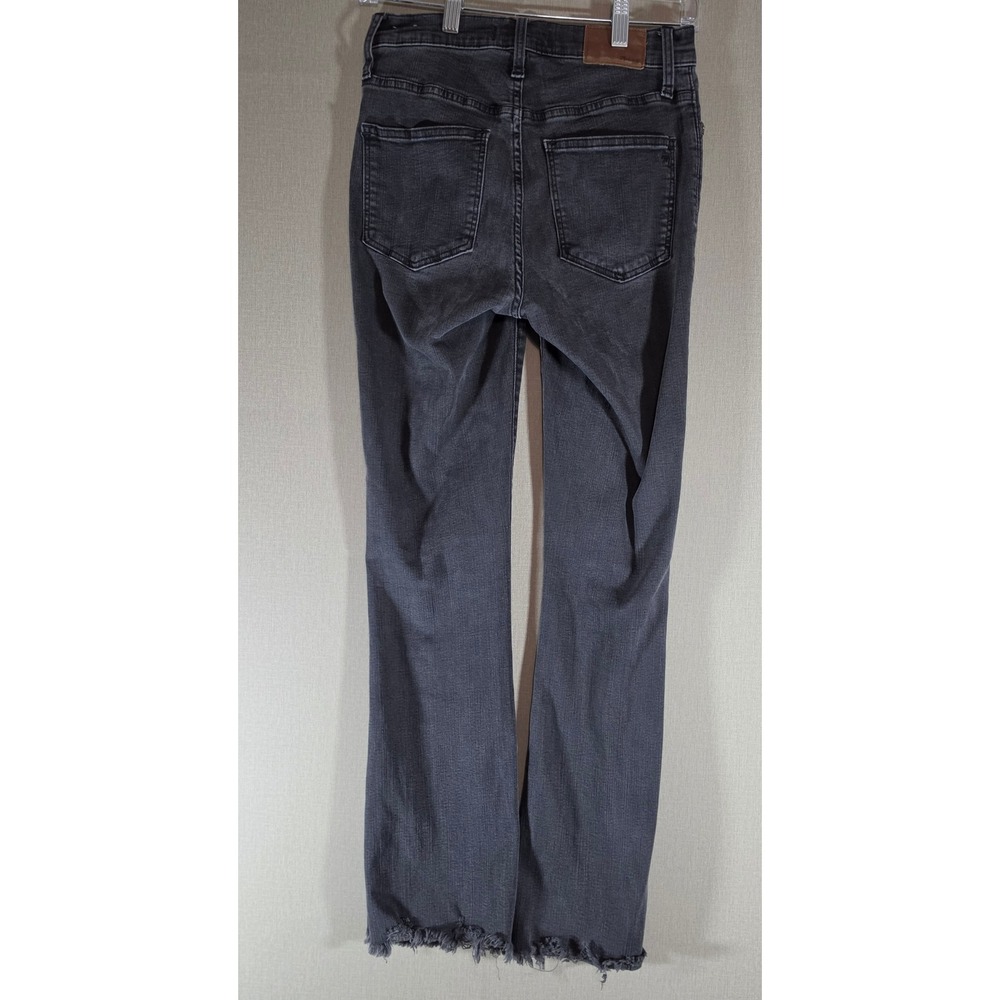 Madewell Cali Demi-Boot Jeans 26T Faded Black High Rise Raw Hem Stretch Denim - Picture 8 of 9